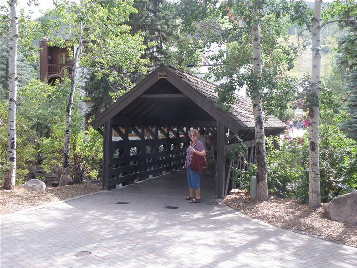 to a wonderful trip of mountains and trains in Colorado. This covered bridge leads to downtown Vale.