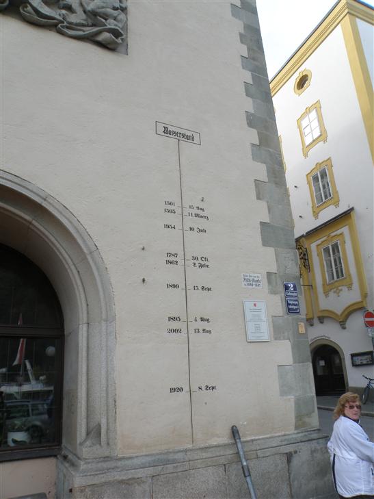Recorded on the wall ... high water marks with the year they happened.