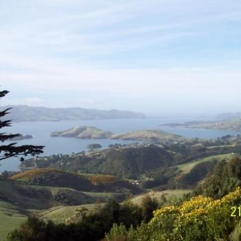 <b>View down Otago Peninsula from grounds of Lanarch Castle NZ</b>