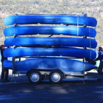 <b>6533 stack of blue canoes, Hawkesbury R, 1st Aug'09, Kate/Sydney</b>