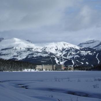 <b>Chateau Lake Louise with Lake Louise Ski Resort in the background</b> <b>Chateau Lake Louise with Lake Louise Ski Resort in the background</b>
