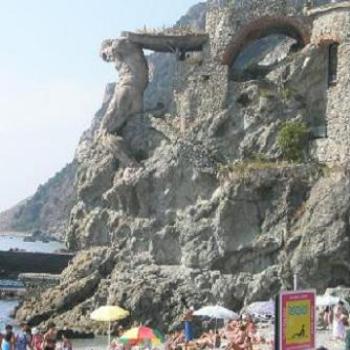 <b>Manarola, Cinque Terre, Italy - Man carved in rock</b>