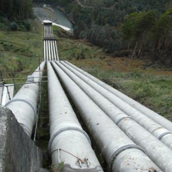 <b>Water pipes carrying water from Tarraleah down to the Tungatinah Power Station, Central Highlands, Tasmania</b> <b>Water pipes carrying water from Tarraleah down to the Tungatinah Power Station, Central Highlands, Tasmania</b>