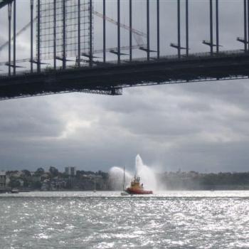 <b>Fireboat under the Sydney Harbour Bridge</b>