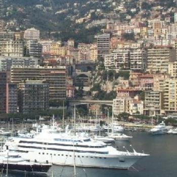 <b>The marina at Monaco, with the "Lady Maura" yacht at harbor.</b>