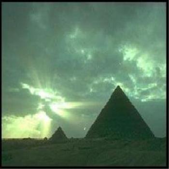 <b>Egyptian great Pyramids at sunset</b>
