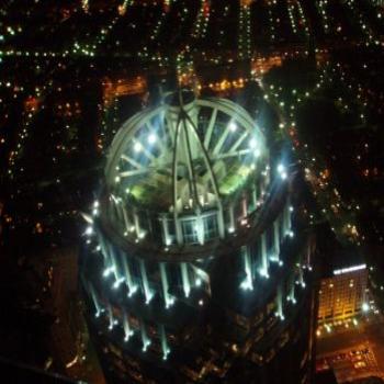 <b>Illuminated View of 111 Huntington Avenue from the Prudential Tower observatory.</b> <b>Illuminated View of 111 Huntington Avenue from the Prudential Tower observatory.</b>