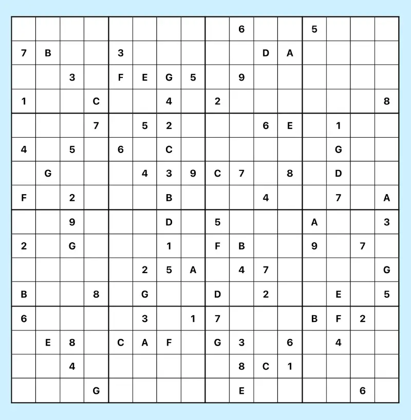 16x16 Sudoku grid