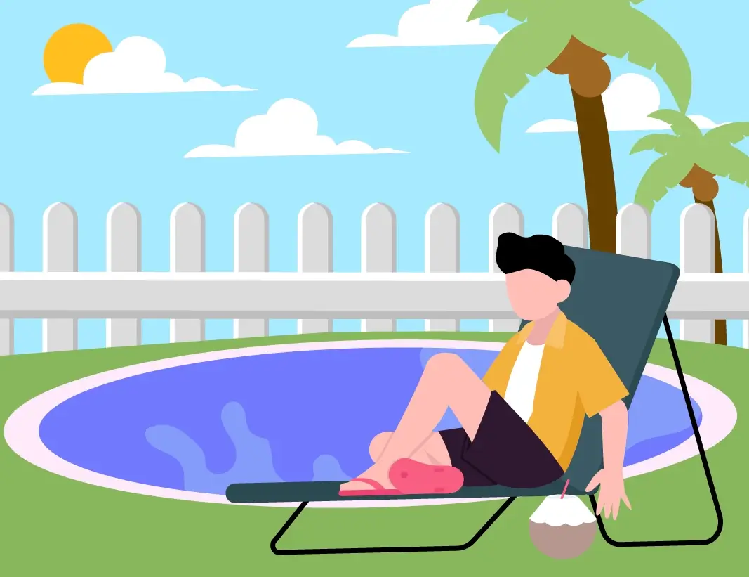 An illustration of a person relaxing on vacation