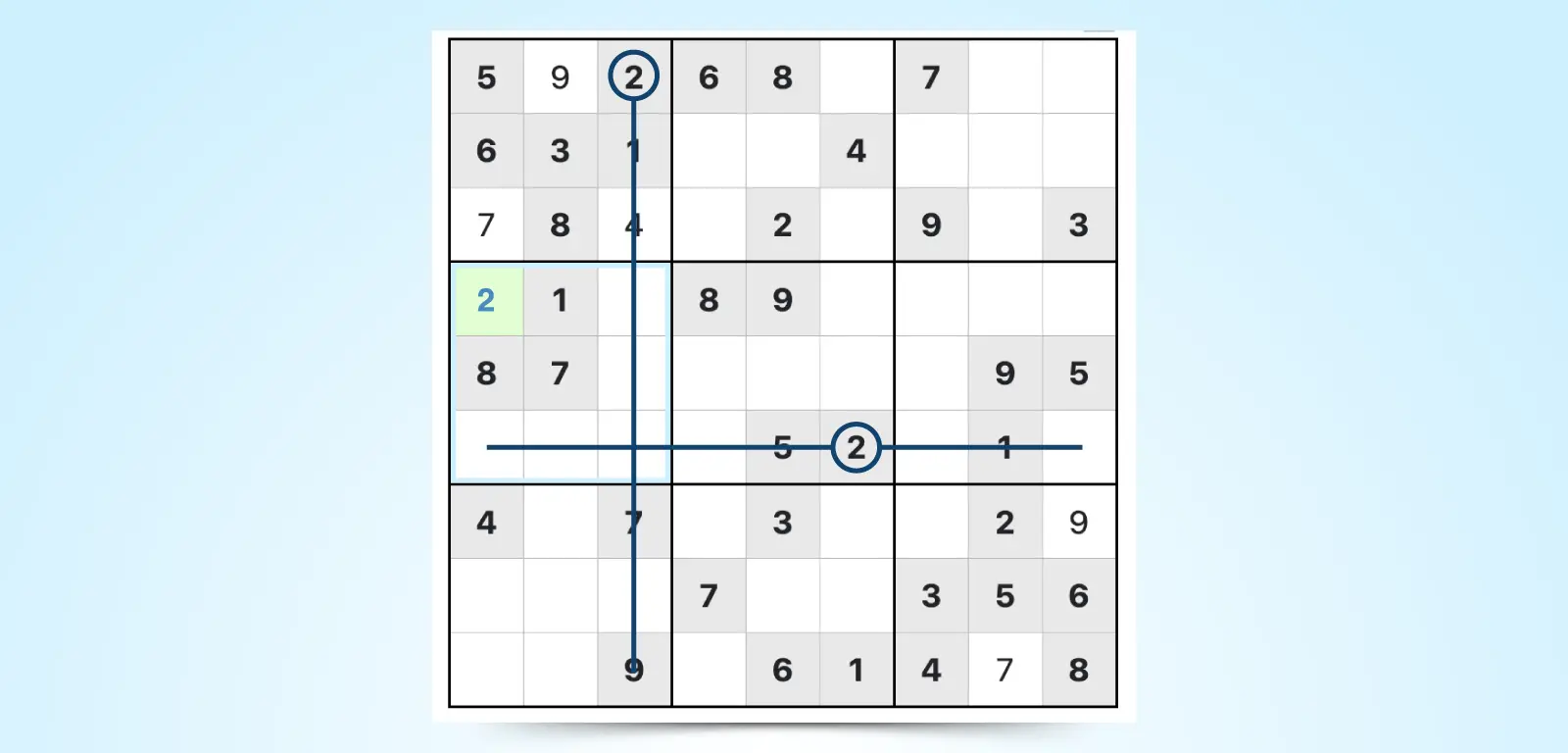 cross-hatching sudoku strategy example