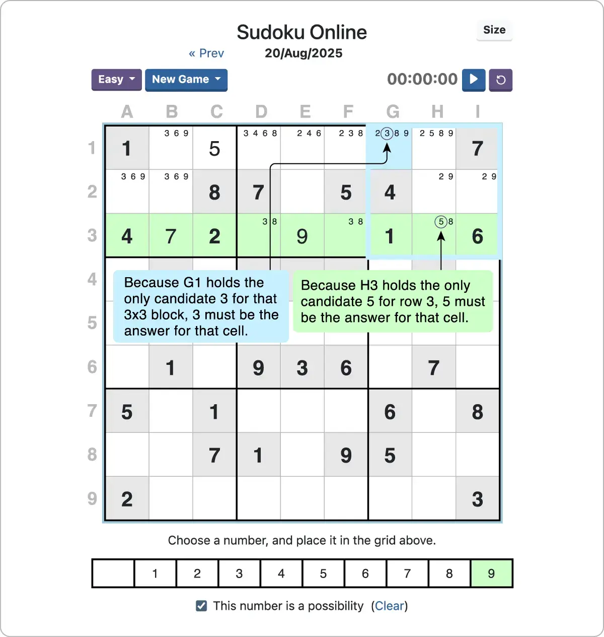 finding hidden singles with candidate mode