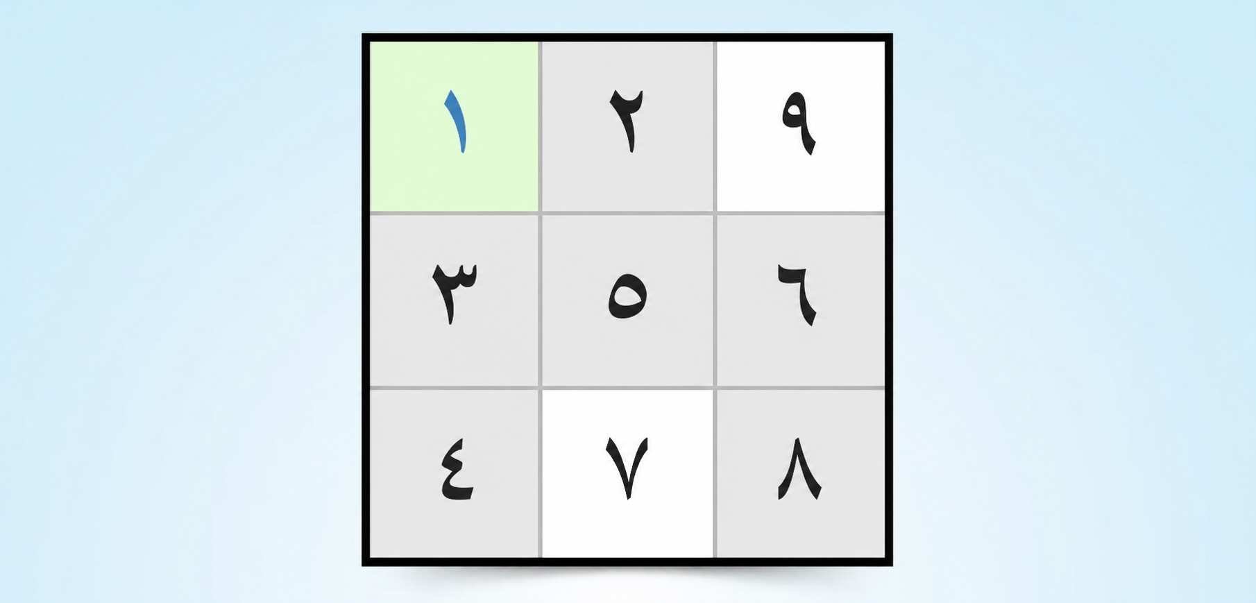 مثال على استراتيجية المفردة الظاهرة في Sudoku