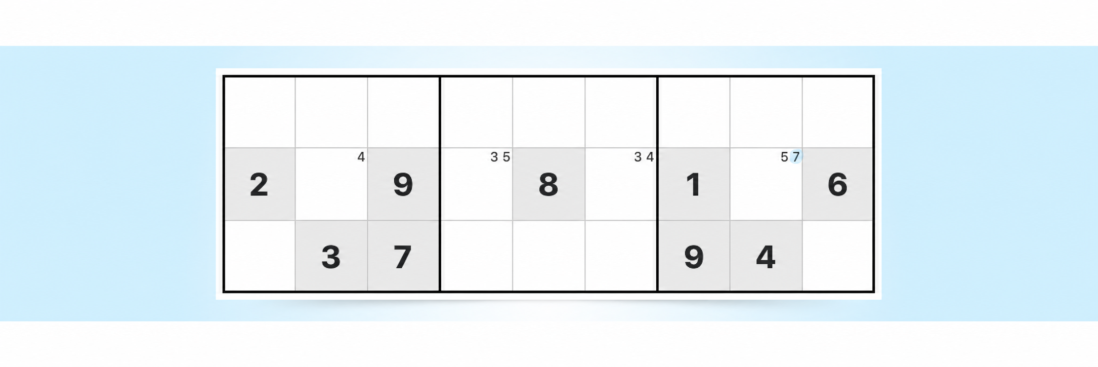 Beispiel für eine Sudoku-Strategie mit verstecktem Single