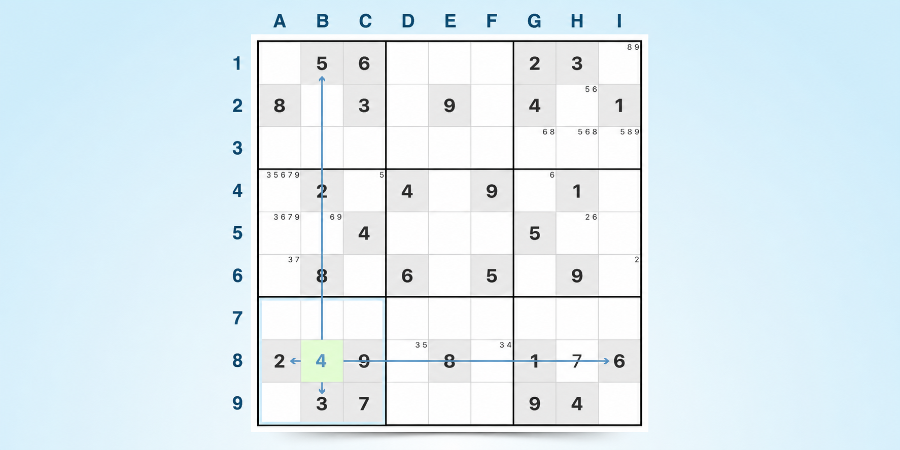 Sudoku-Technik der letzten möglichen Zahl