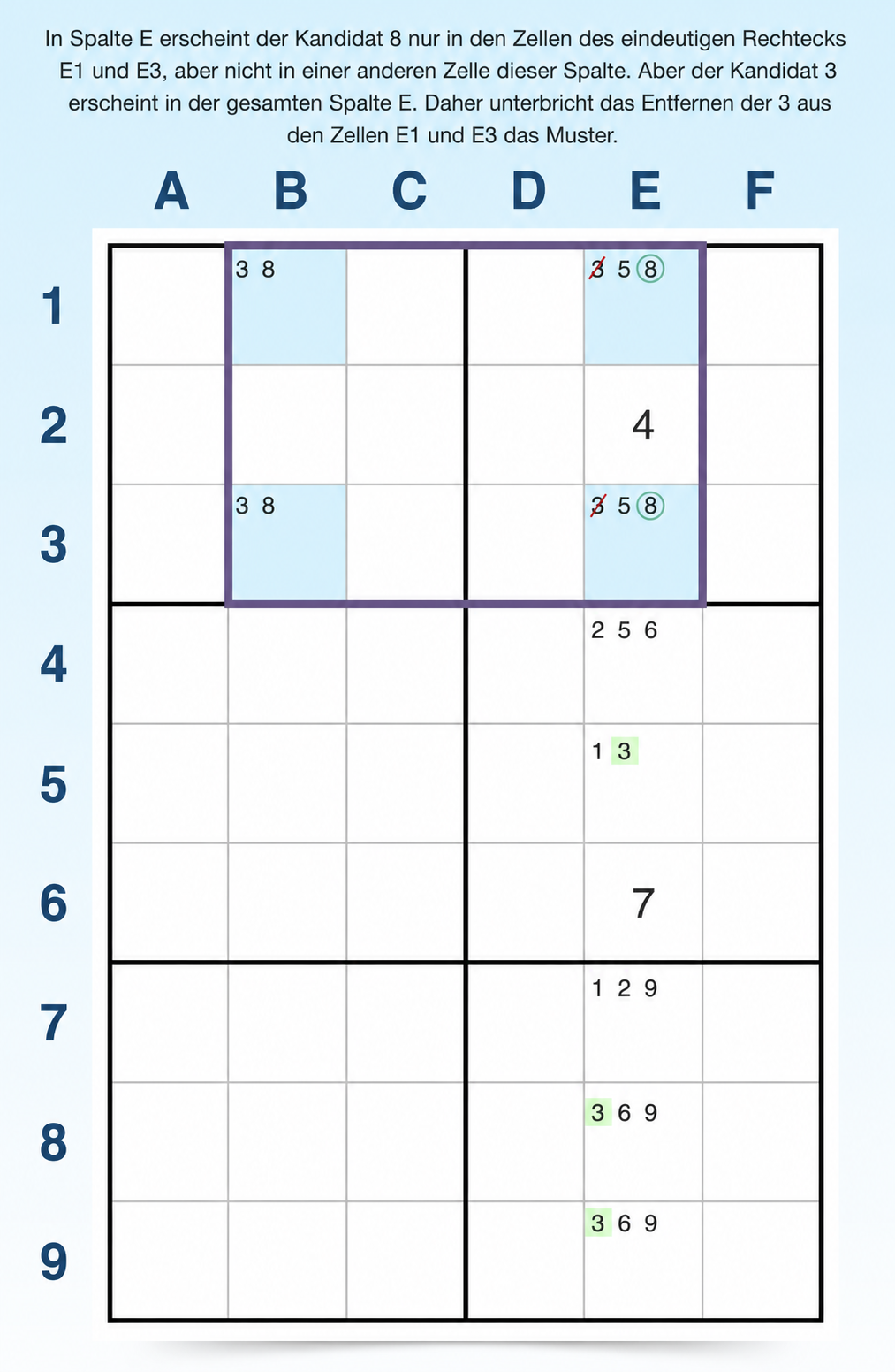 Beispiel für ein Unique Rectangle vom Typ 4