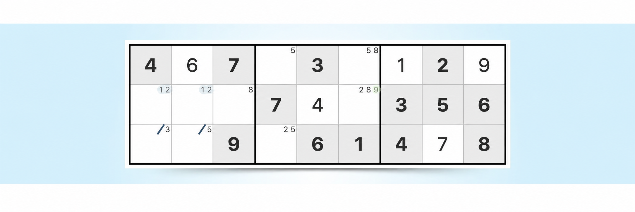 παράδειγμα στρατηγικής Sudoku με σημειώσεις με μολύβι