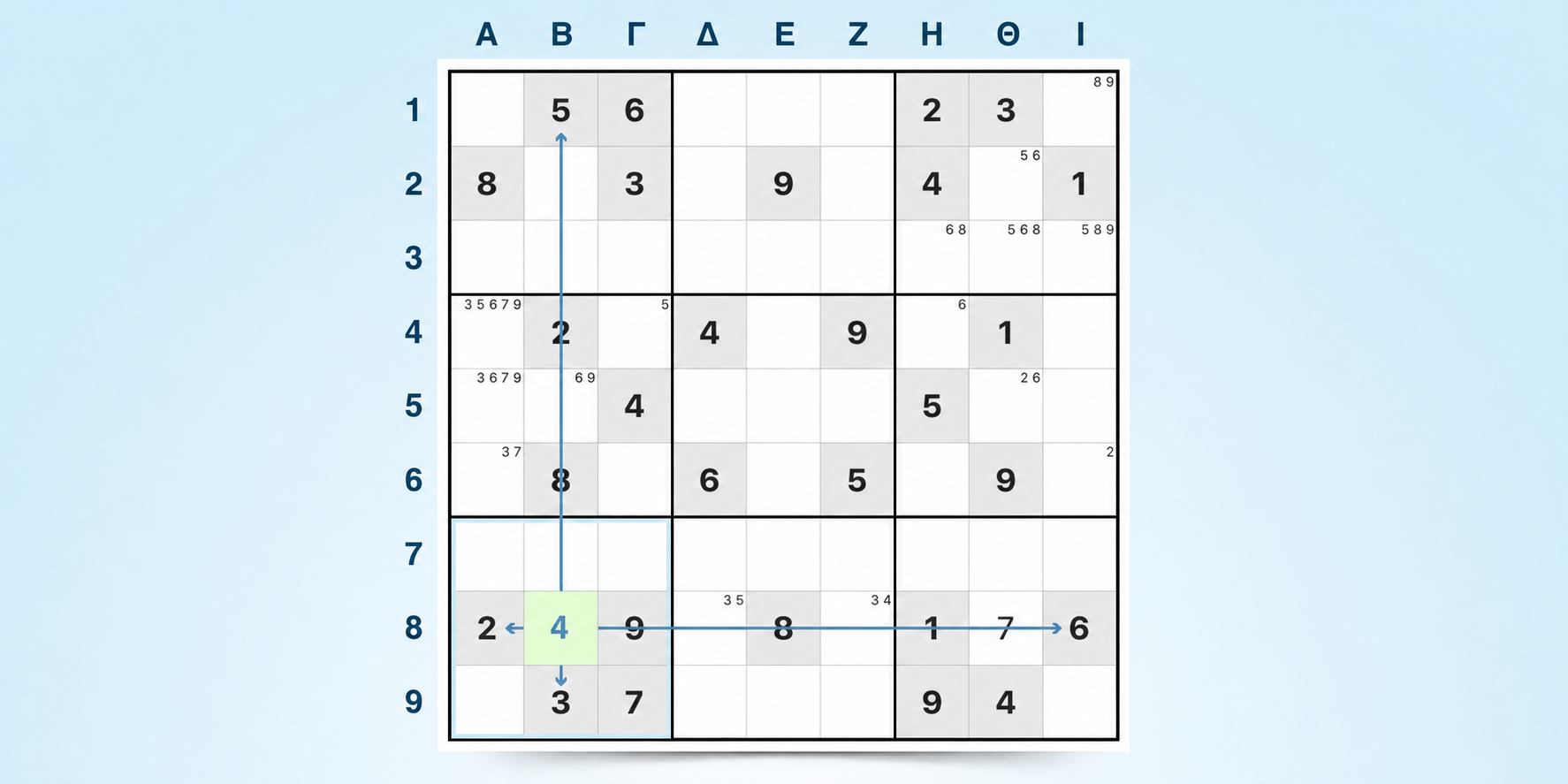 τεχνική τελευταίου πιθανού αριθμού στο sudoku