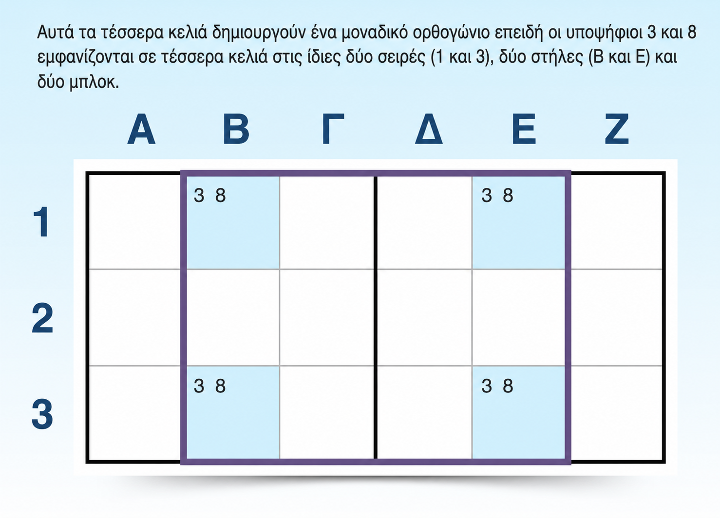 Παράδειγμα μοναδικού ορθογωνίου Sudoku