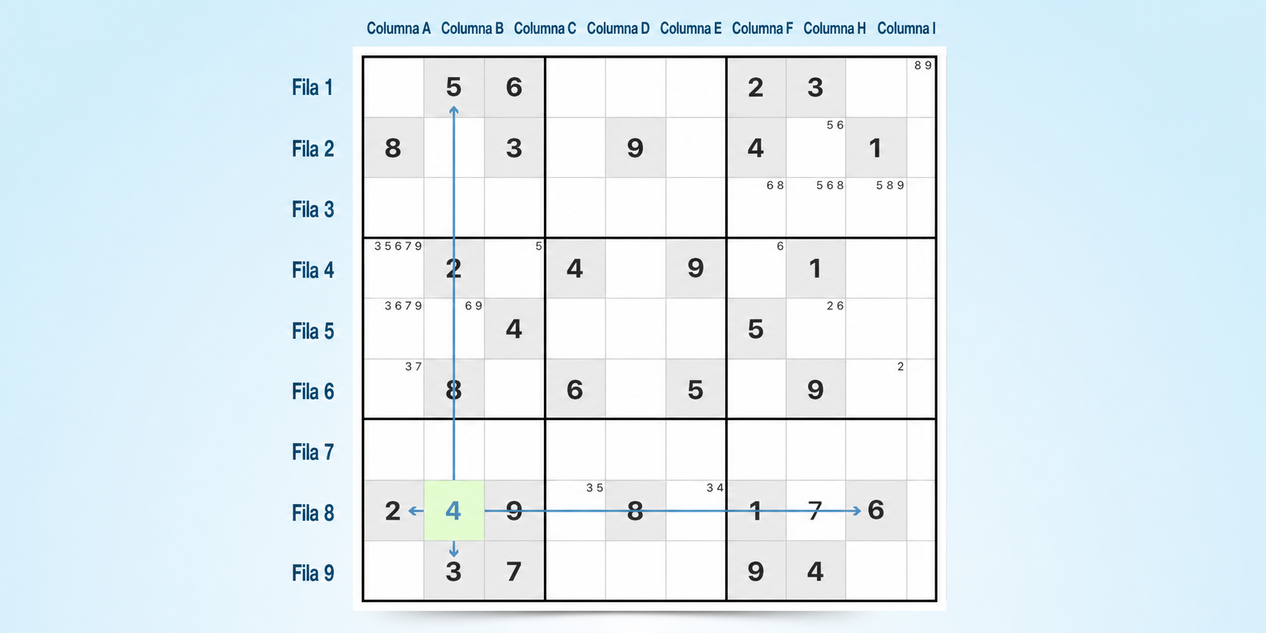 ejemplo de estrategia del último número posible en sudoku