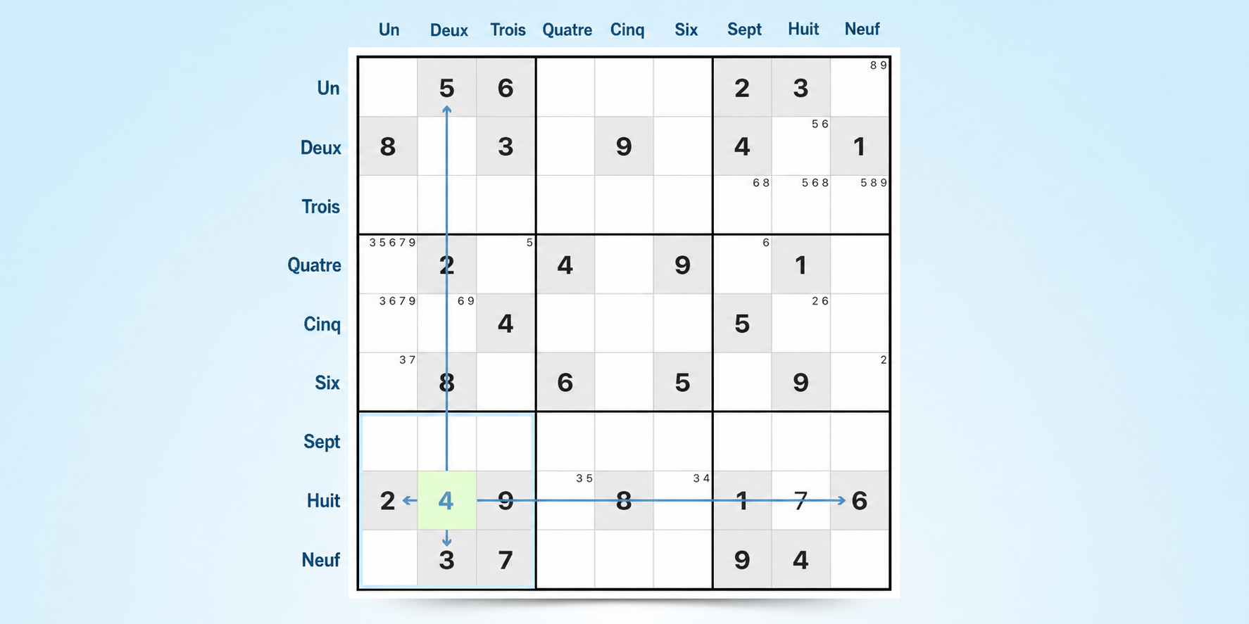 exemple de stratégie de sudoku avec dernier nombre possible
