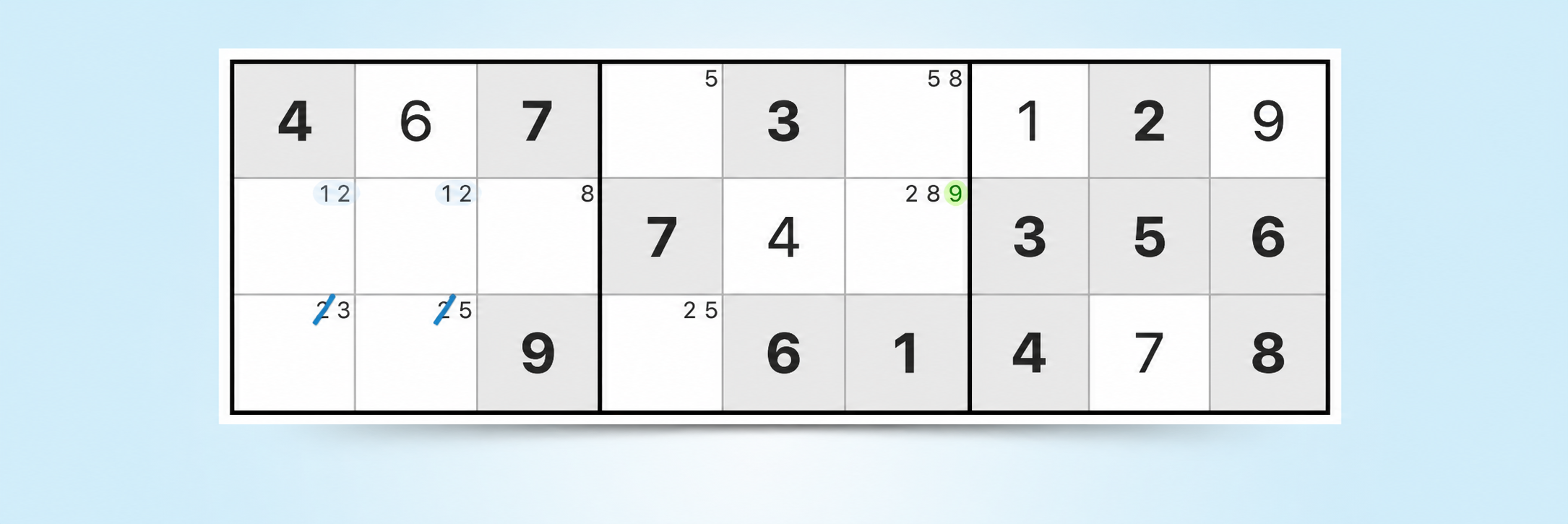 esempio di strategia delle annotazioni a matita per Sudoku