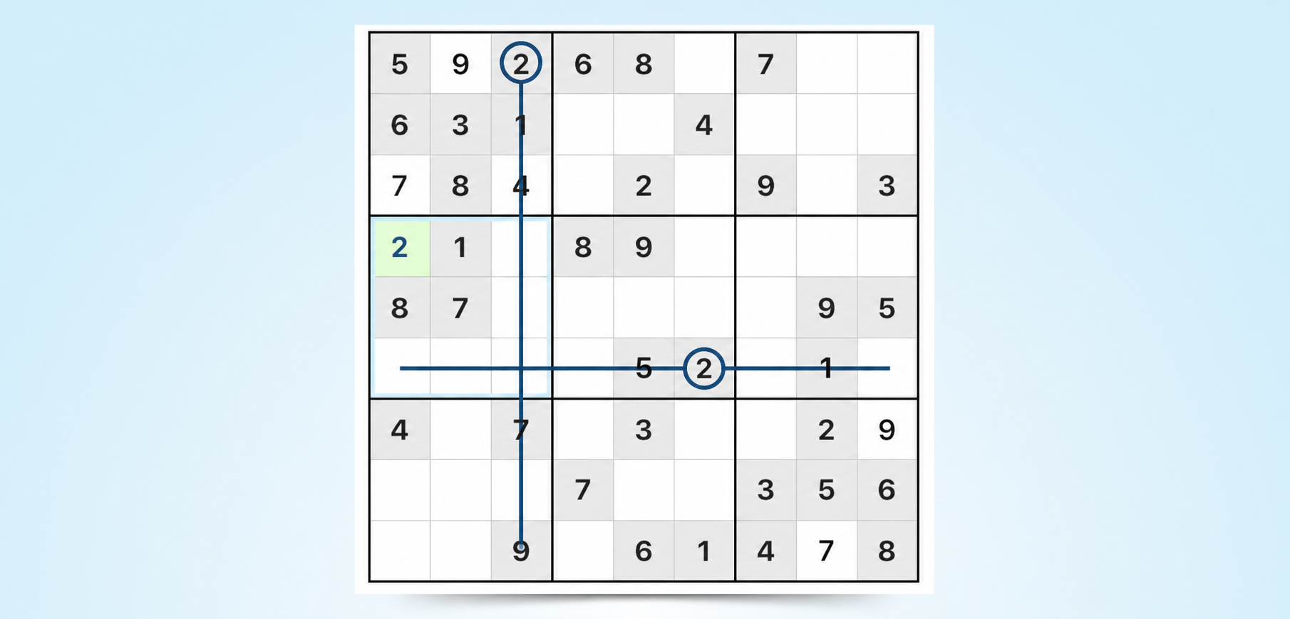 크로스 해칭 Sudoku 전략 예시