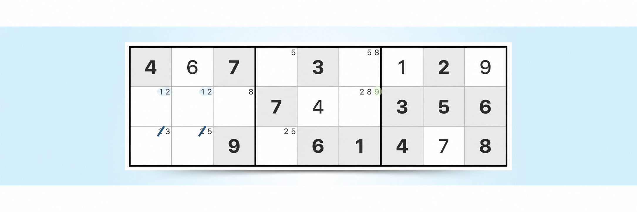 voorbeeld van potloodnotities als sudoku-strategie