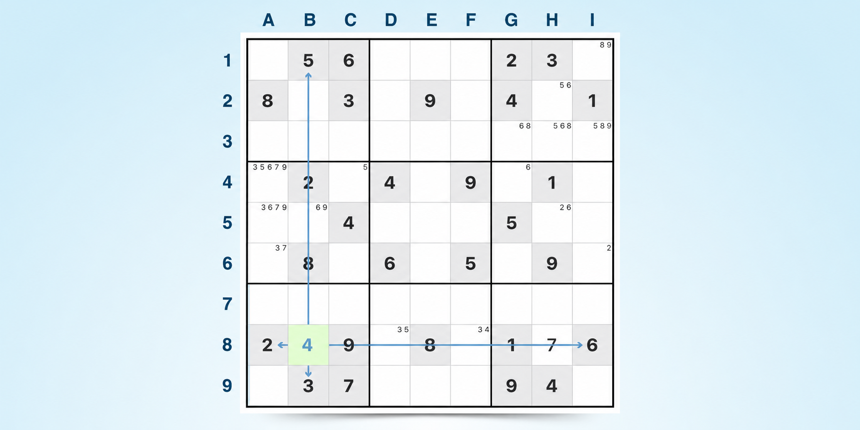 techniek van het laatst mogelijke cijfer in Sudoku