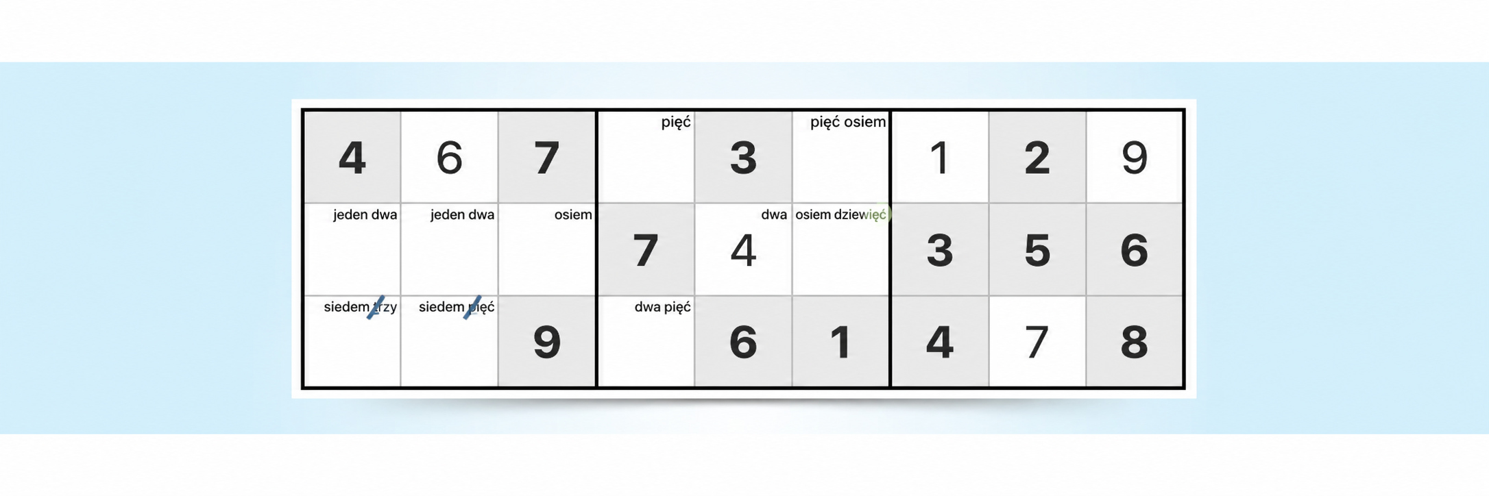 przykład strategii notatek ołówkiem w sudoku