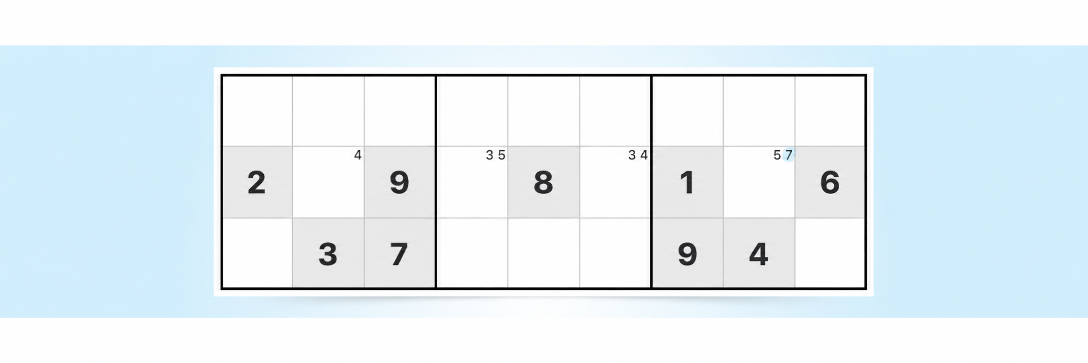 przykład strategii ukrytego singla w sudoku