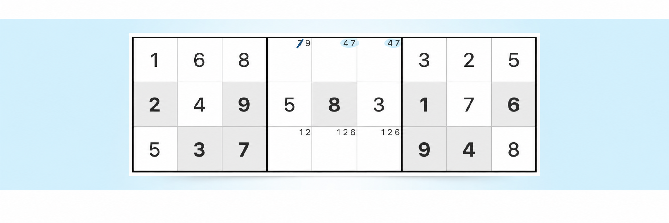 przykład strategii nagiej pary w sudoku