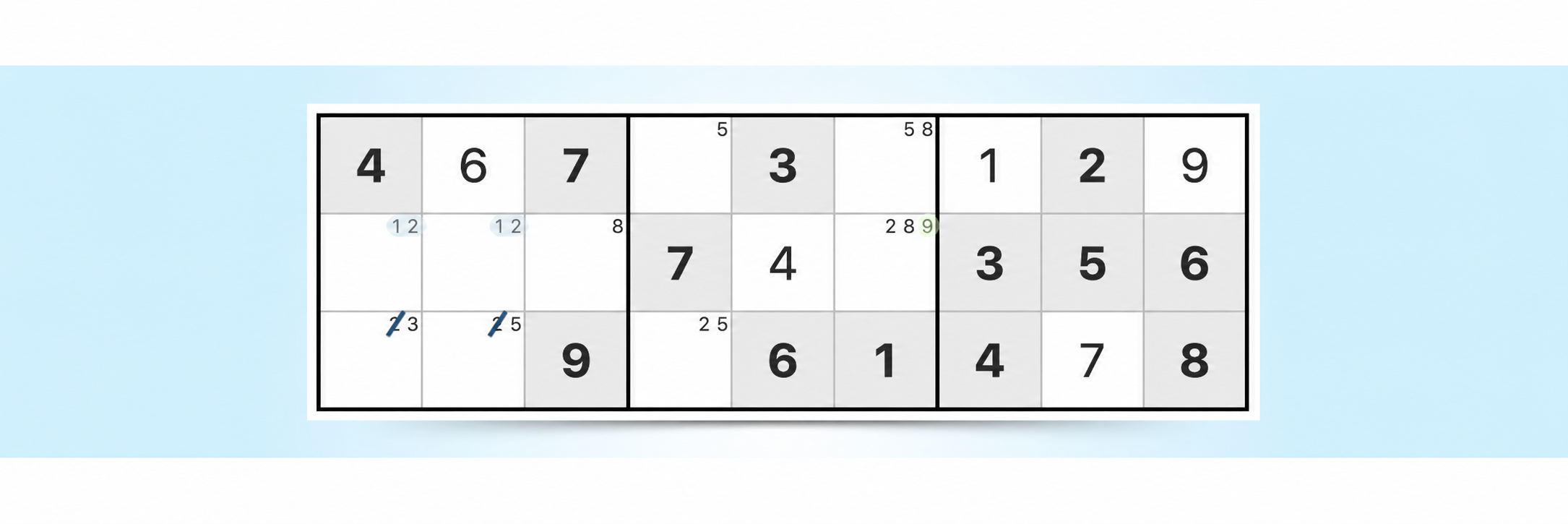 exemplo de estratégia de anotações a lápis no Sudoku