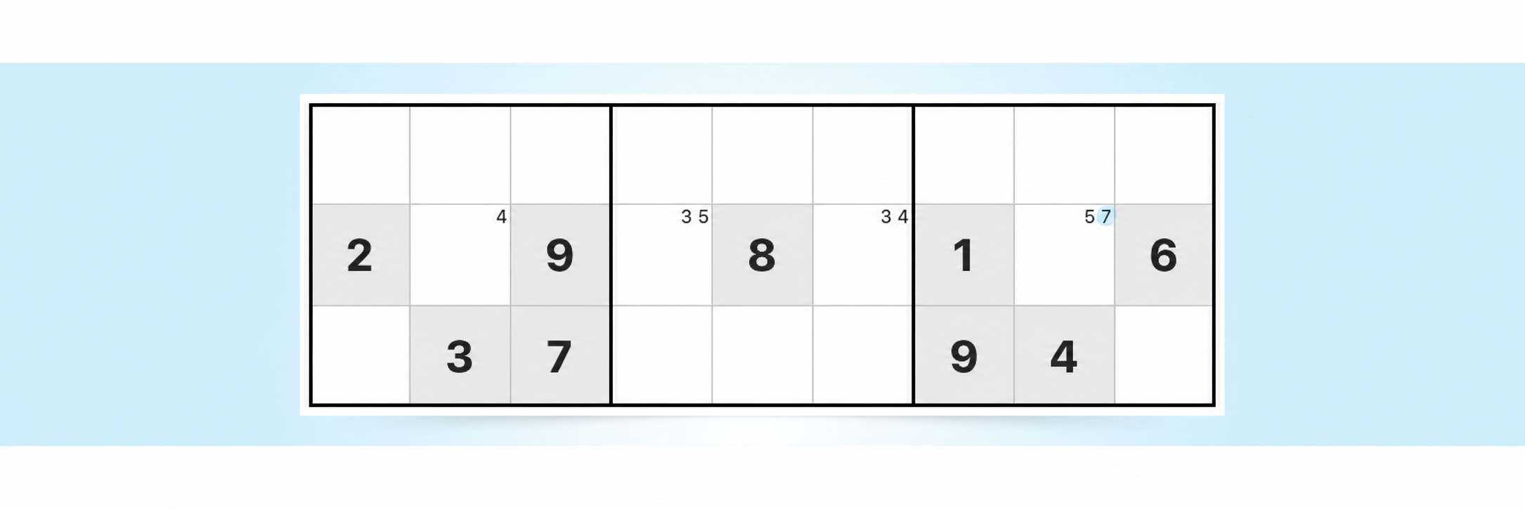 exemplo de estratégia de candidato único oculto no Sudoku