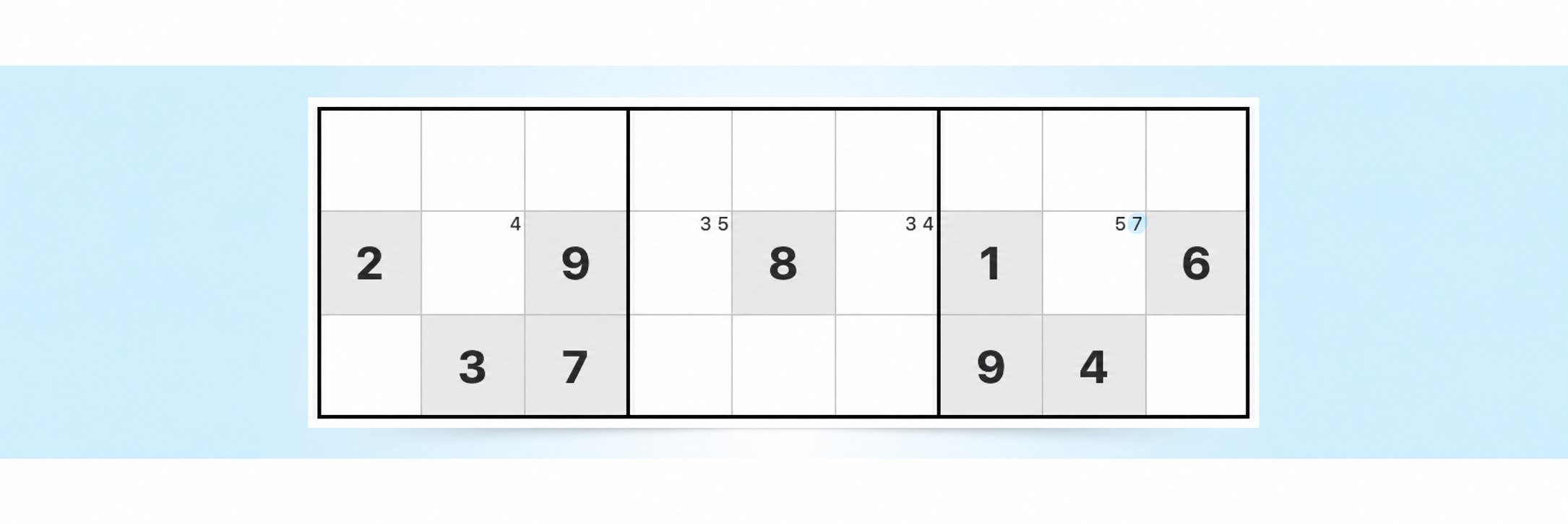пример стратегии скрытой одиночки в Sudoku