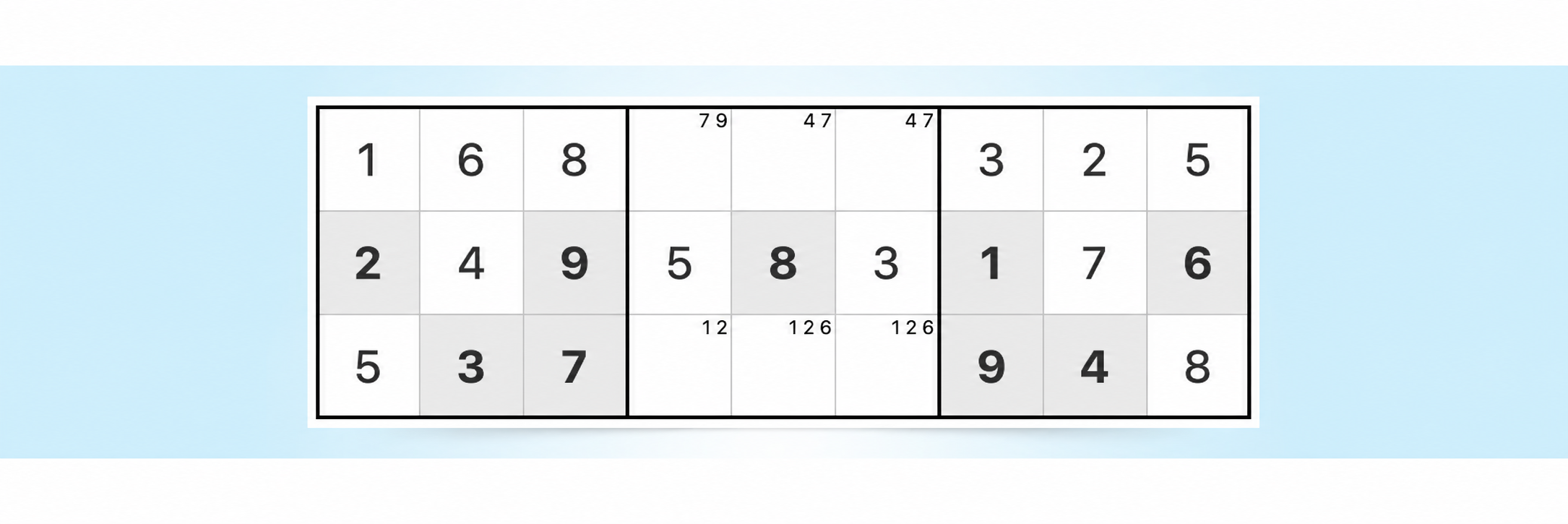 пример стратегии голой пары в Sudoku