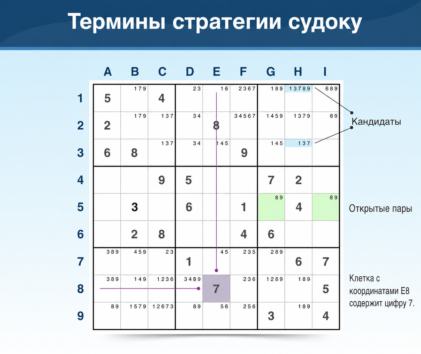 Терминология Sudoku для стратегий и игрового процесса