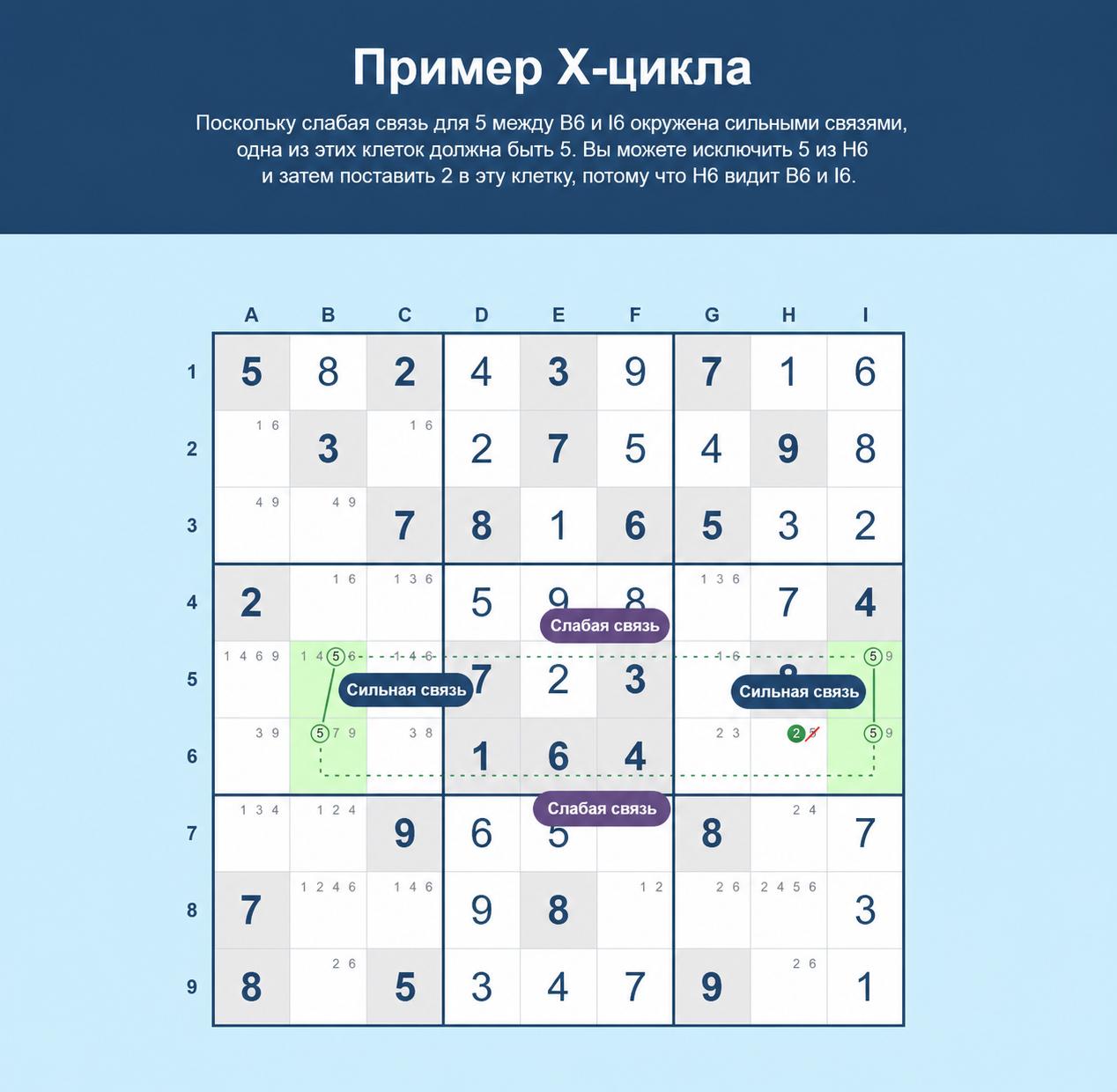 Пример X-цикла Sudoku