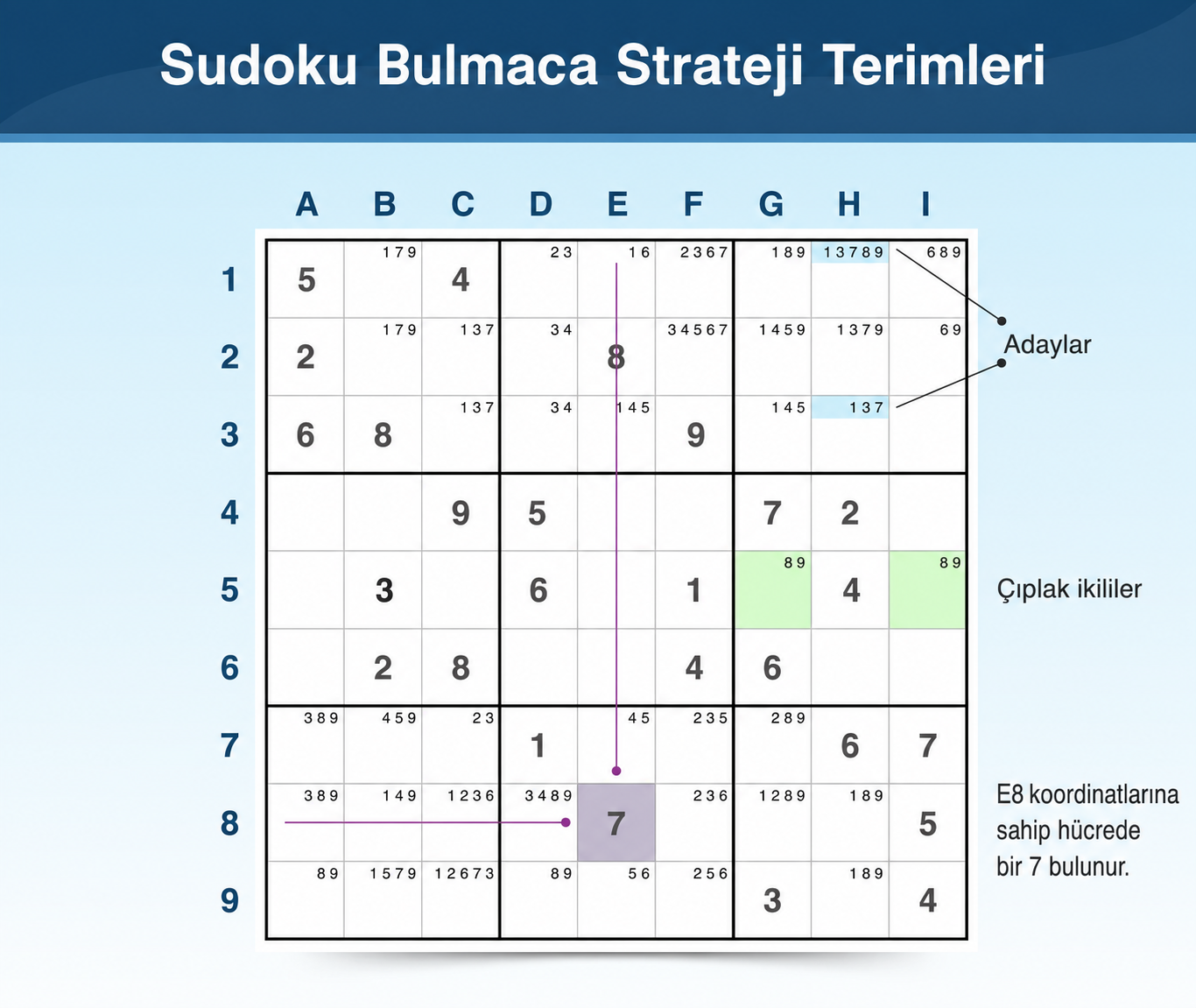 Stratejiler ve oyun için Sudoku terminolojisi