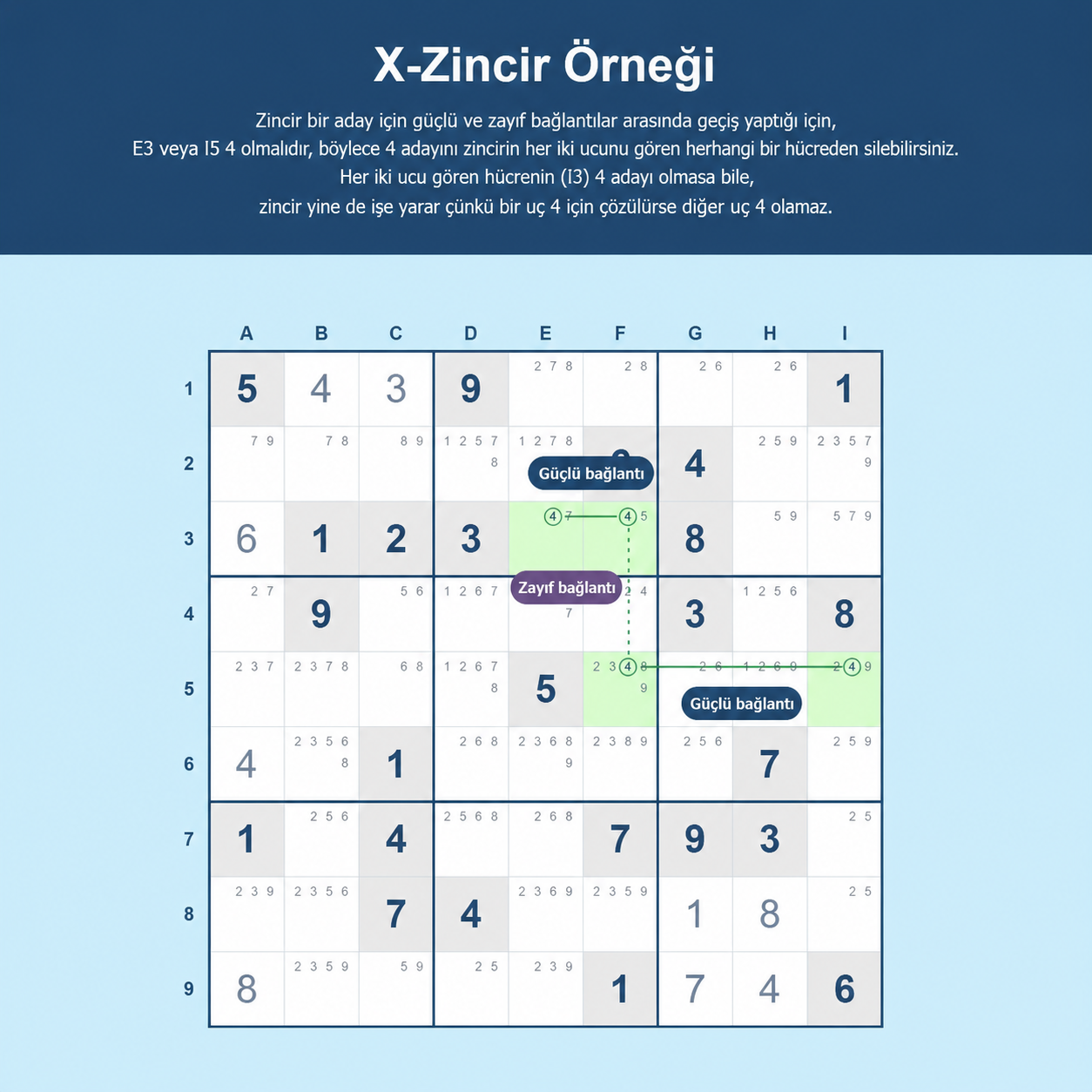 Sudoku X-zinciri örneği