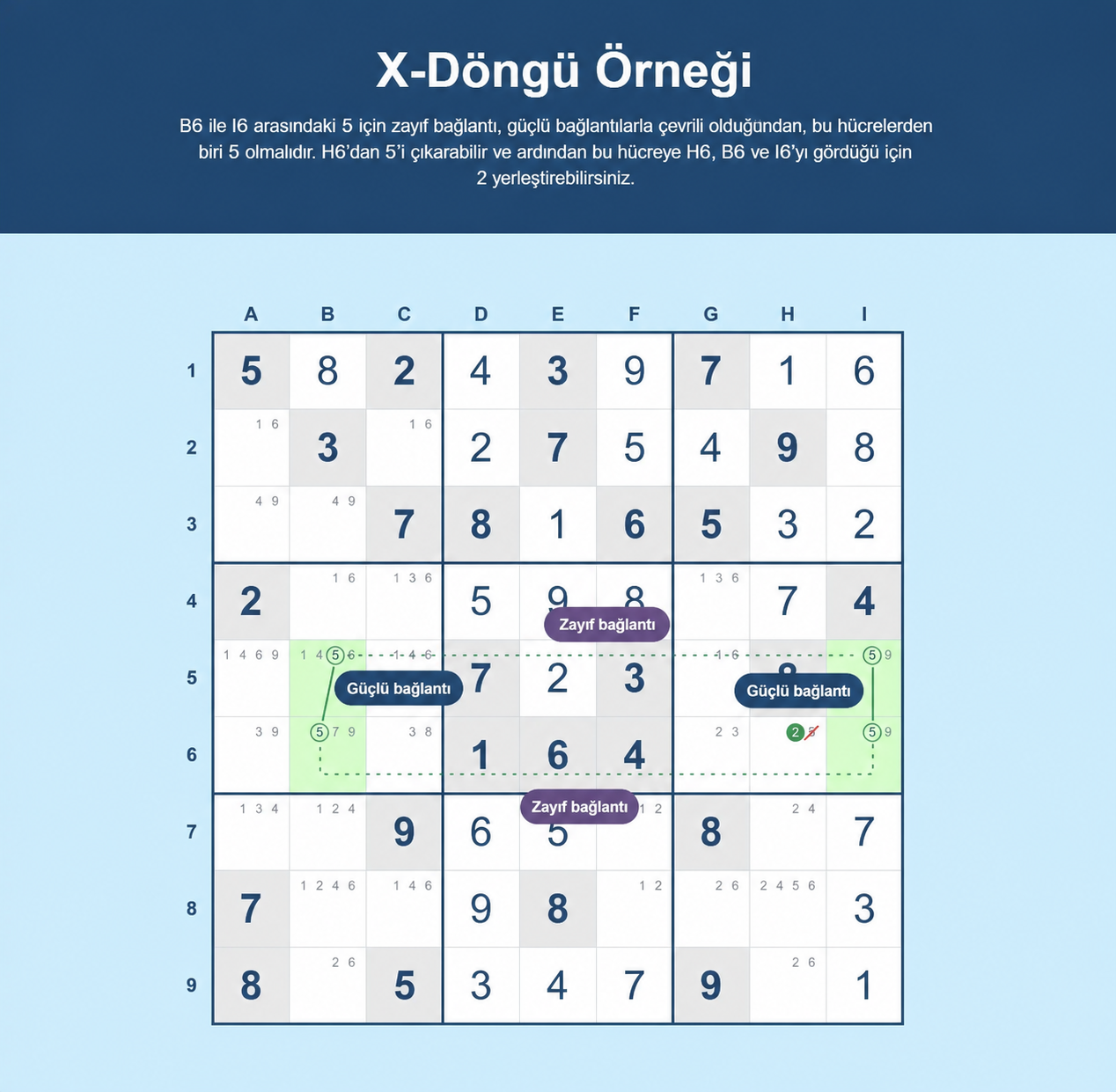 Sudoku X-döngüsü örneği