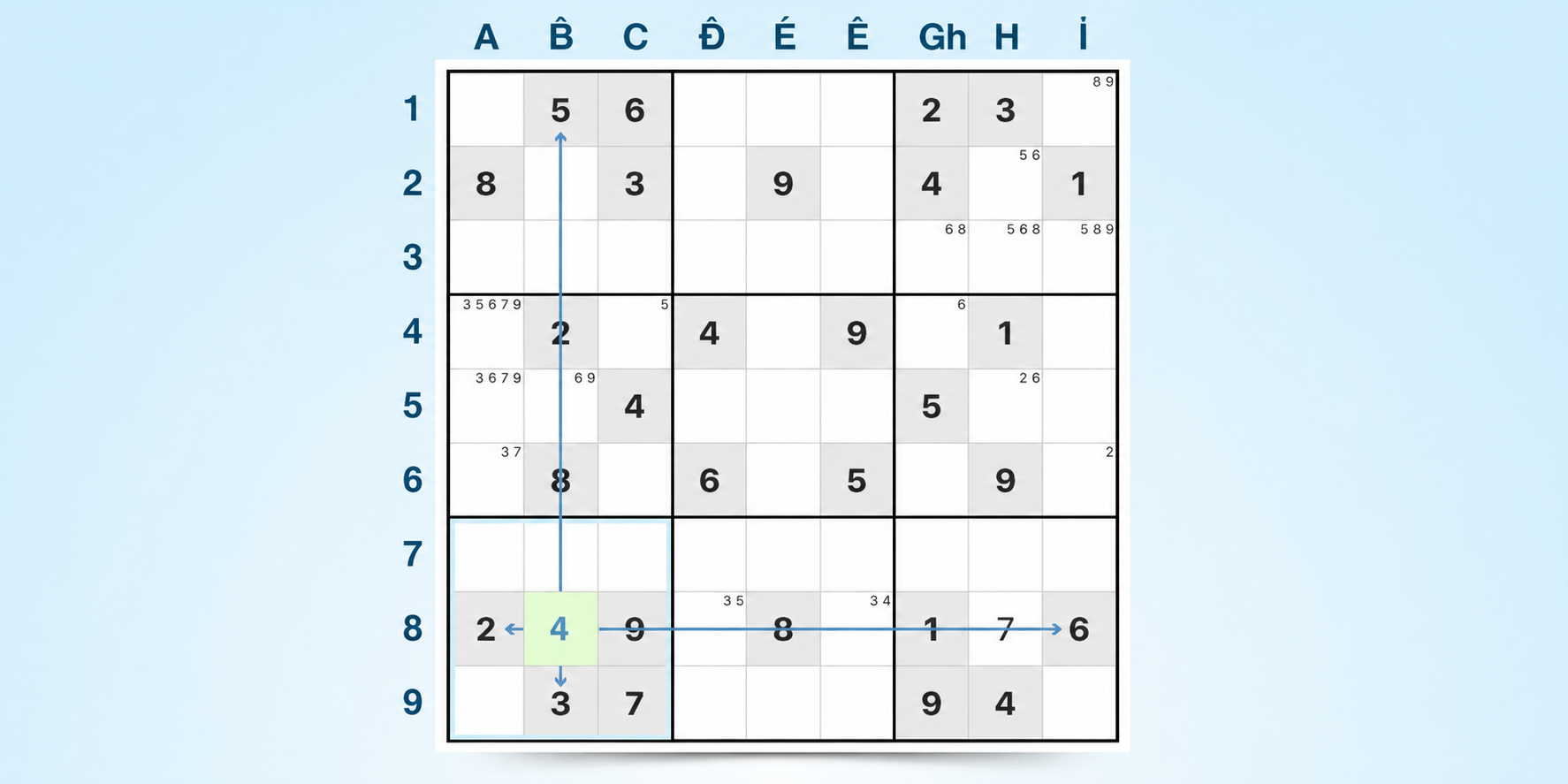 ví dụ về chiến lược số khả dĩ cuối cùng sudoku