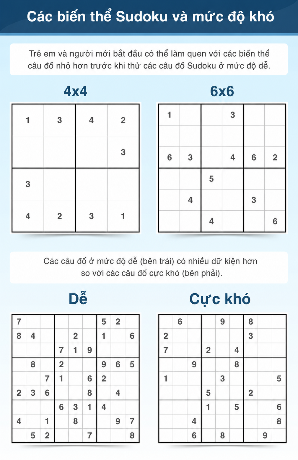 Thuật ngữ Sudoku về các biến thể và cấp độ khó
