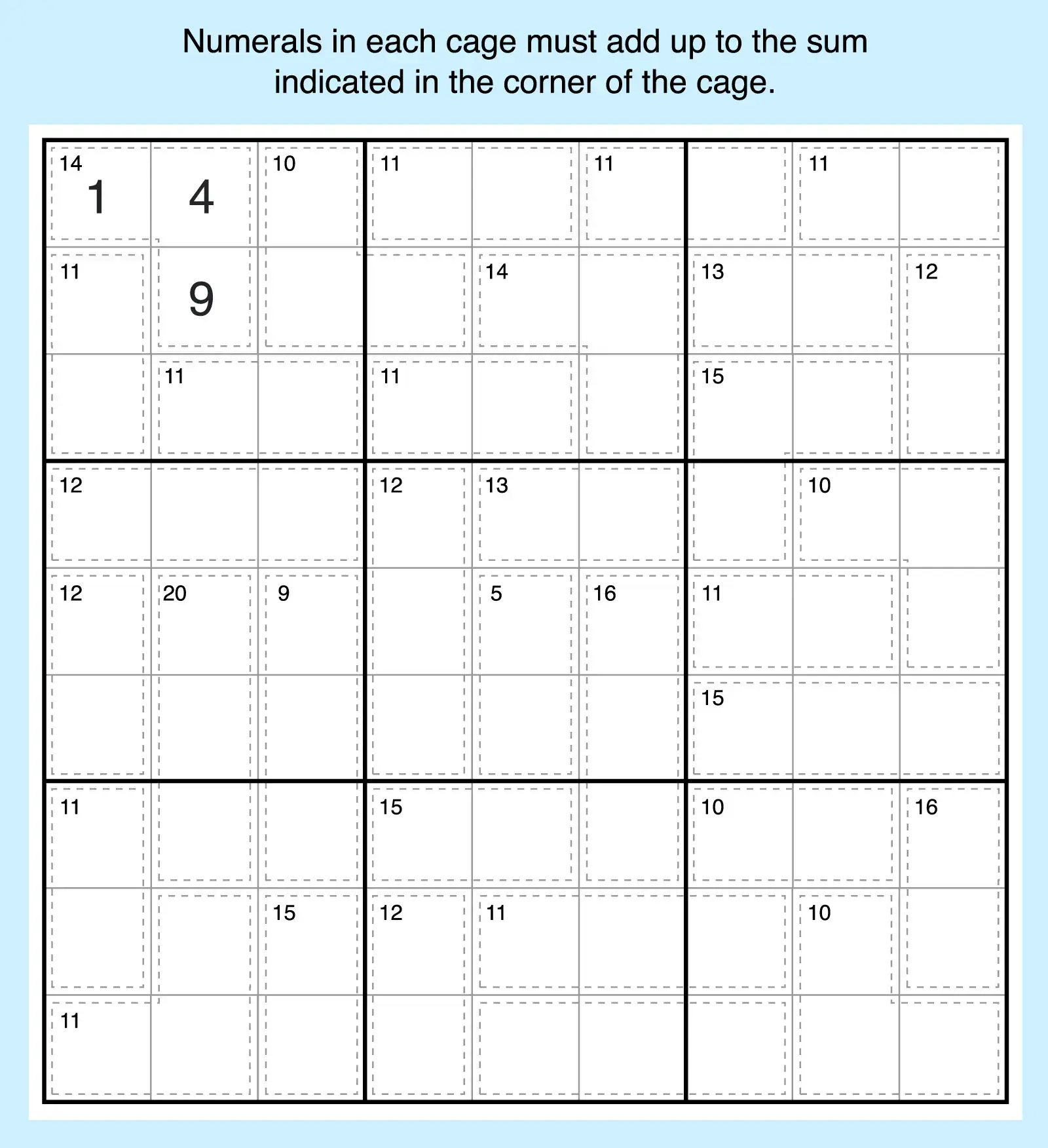 killer sudoku grid example