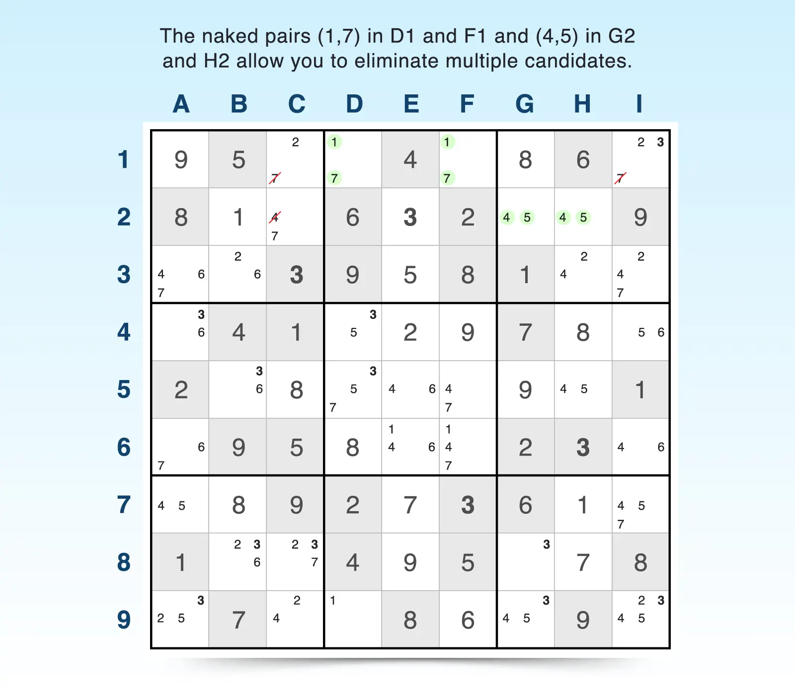 naked pairs in a row example