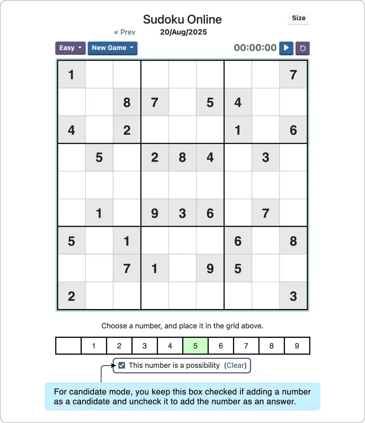 showing the box to check for candidate mode