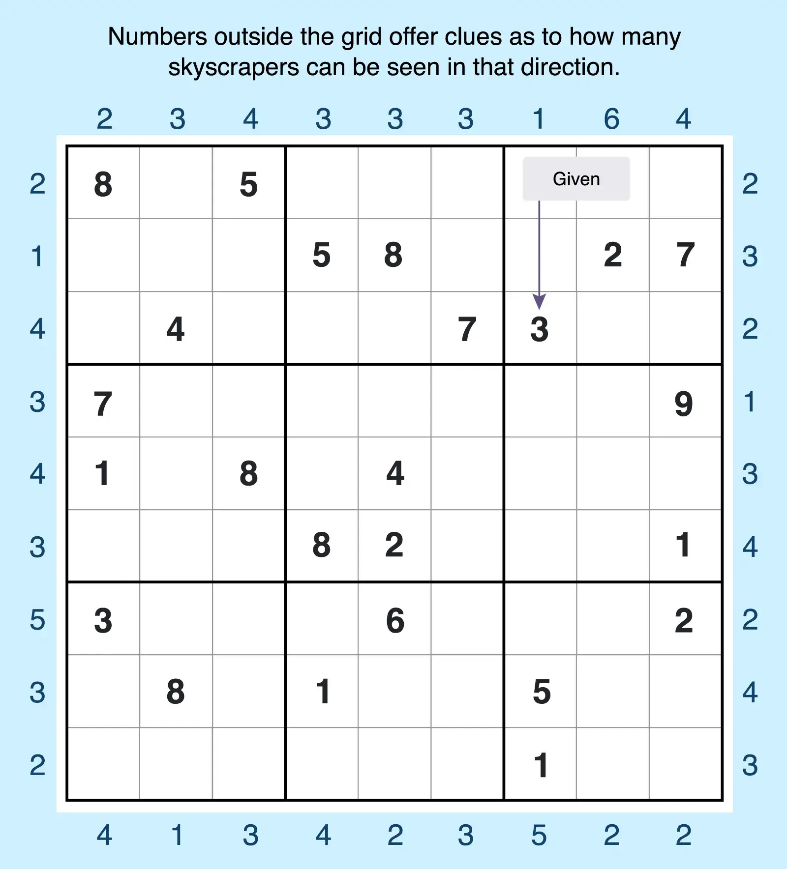 skyscraper sudoku grid example